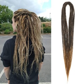 24 Inch Dreadlocks Extensions Locs Crochet Hair for Women 10 Strands Handmade Dreadlock crochet hair braids Synthetic thin 0.6cm Hippie Straight Double Ended Dreads(24inch,1B/27)