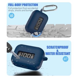 AGENTNANO for TOZ0 NC3 Earbuds(2024) Case Cover with Cleaner kit, Silicone Protective Battery Display Visible Design Cover for TOZO Hybrid Active Noise Cancelling Wireless Earbuds with Carabiner-Blue