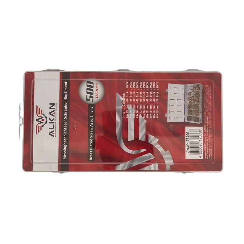 Alkan Wood Screws Brass Plated Countersunk Head Phillips 500-Piece Diameter