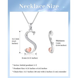 Mesovor Initial Chain 925 Silver for Women Girls, 100% Sterling Silver Letter Necklace with Cubic Zirconia, Jewellery, Gifts for Family, Mother, Sister, Wife, Sterling Silver, Cubic Zirconia