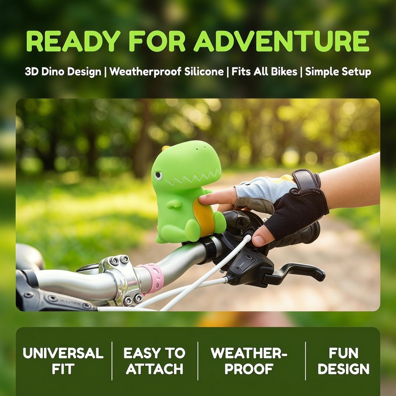 Dinosaur Bike Bell – Cute Bicycle Horn with Squeeze Bulb,