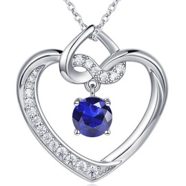 Heart Birthstone Necklaces Gifts for Women Wife, Jewelry for Women Wedding Anniversary Birthday Gifts for Wife Girlfriend Mom Christmas Valentines Gifts S925 Sterling Silver (Sterling Silver 09 Sept)