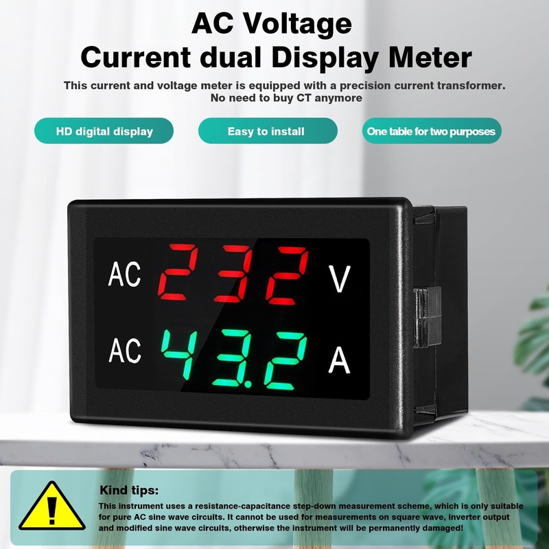 Jadeshay LCD Voltmeter Ammeter AC50-500V 0-120A Voltage Meter Electricity Meter