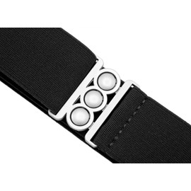 ONE-BELT No Show Invisible Elastic Belts for Women | Non Slip | Fits waist upto 50 Inch (Matte Silver - BLACK)