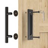 WINSOON 2PCS 12"Sliding Barn Door Handles Black Hardware with Flush