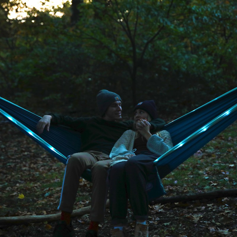 Equip Outdoors Portable Camping Illuminated Hammock, Hanging Kit Included, Two