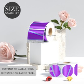 BESTIKER 2.25 x 1.25 Inch Holographic Thermal Sticker Labels Purple, 500pcs Printable Rectangular Thermal Printer Stickers, Waterproof Self-Adhesive Thermal Labels for Small Business Logo/Barcode