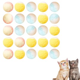 Thxutm 50-Count Cat Toy Balls 1.2 Inch - Bulk Soft Pom Poms for Indoor Kittens, Durable Plush DIY Craft Balls, Assorted Colors Interactive Play & Training Toys.