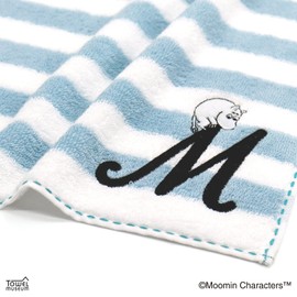 MOOMIN Initial Stitch Moomin Towel Handkerchief BM Blue Initial M 47-0290070 Approx. 9.8 x 9.8 inches (25 x 25 cm)