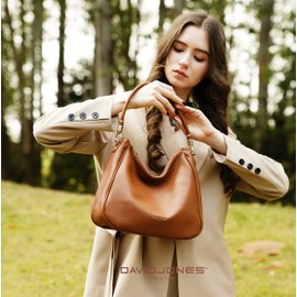 David Jones - Women's Hobo Shoulder Bag - Women's Shoulder Bag PU Leather - Handbag Top Handle Long Handle - Bag Bag Bag Medium Size - Shopper Simple Classic Lightweight Elegant, black, Elegant,