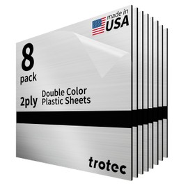 Trotec | Metallic Looking Acrylic Sheet | 12"x12"x1/16, 8 Pcs | Brushed Silver/Black | Metallic Finish - Scratch Resistant for Laser Engraving & Cutting,Printing,Glowforge,Name Plate | USA Made