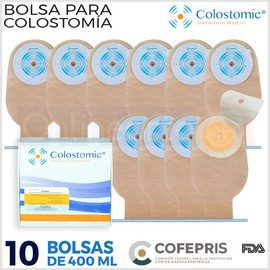 Bolsa Colostomic para Adulto. Diseñada con su Guía de Recorte, Pinza de Seguridad o Mecanismo de Cierre, Adaptable, Autoadherible, Suave, Transparente, a Prueba de Olor. Capacidad de Hasta 400 ml (20)