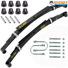 Huskey Parts Company Heavy Duty Golf Cart Rear Leaf Springs (4 Leaf) for Club Car DS 1982+, Set of 2, Bushing Kits & U Bolts, Rear Leaf Spring Bolts and Nuts are Included