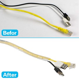 GTIWUNG Cable conduit, spiral band, cable protection, flexible spiral hose, cable organisation, white, transparent, 10 mm diameter and 9 m length