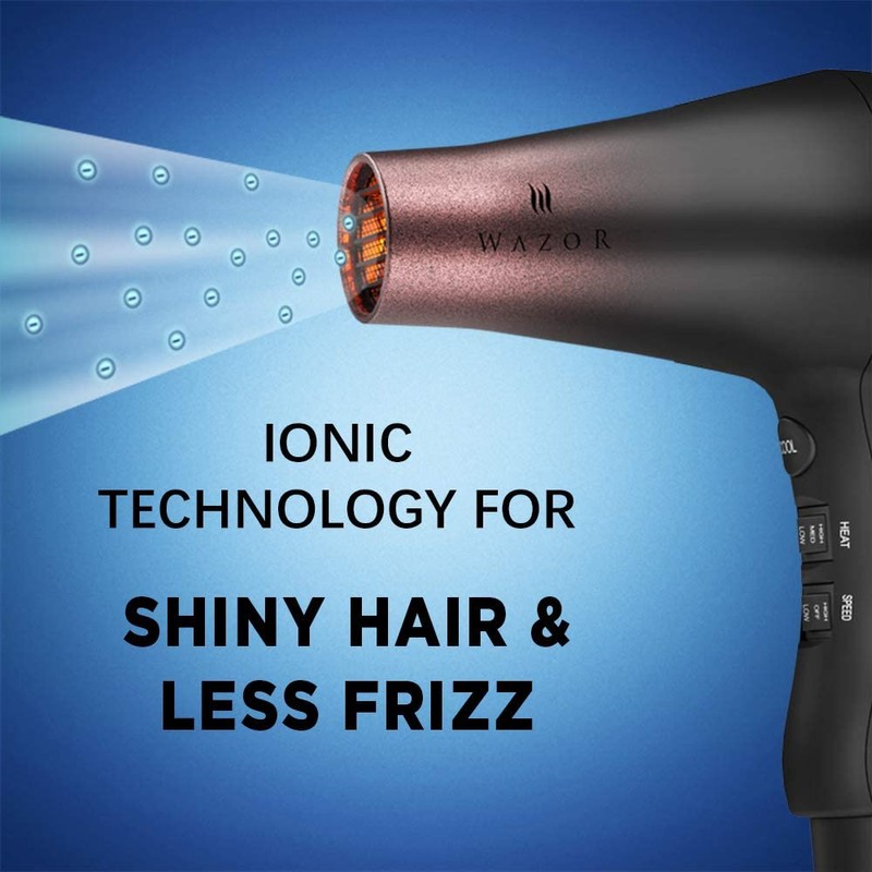 Wazor Professional Ionic Hair Dryer with Diffuser, Infrared Salon Grade