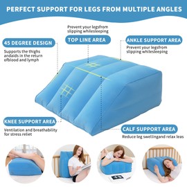 TC LAMROBAM Inflatable Leg Elevation Wedge – Portable Support for Sleeping, Pregnancy, Injury & Surgery Recovery, Improves Circulation and Reduces Swelling