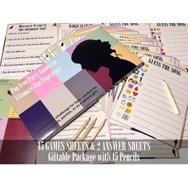 Taylor Birthday Party Favor Merch - 6 Games for 15 Guests Taylor Party Favors, Taylor Party Supplies Double Sided Party Games Cards with 15 Pencils, Birthday Party Decorations for Girls and Boys