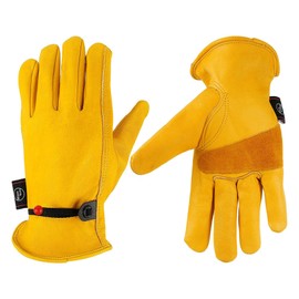 Kim Yuan Leather Work Gloves, with Adjustable Wrist, For Yard Work, Gardening, Farm, Warehouse, Construction, Motorcycle, Men & Women XXL 1 Pair