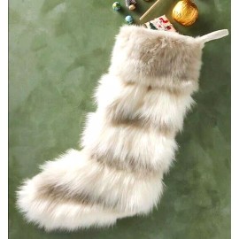 Anthropologie Josie Christmas Stocking Beautiful Striped Faux Fur NWT NEW
