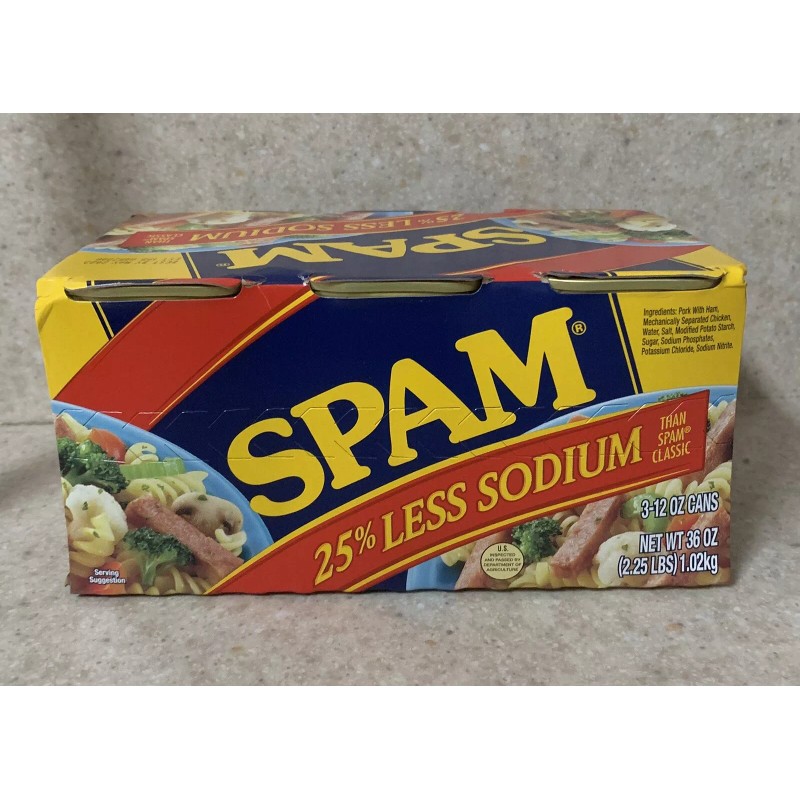 Hormel 3 Hormel Spam 25% Less Reduced Sodium Ham 12