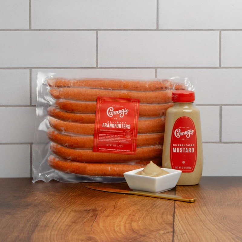 Carnegie Deli All-Beef 9” New York Hot Dogs & Mustard