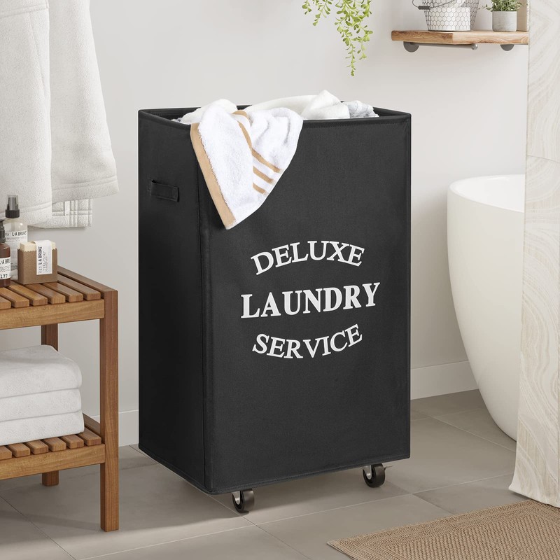 WOWLIVE Large Rolling Laundry Basket Wheels 90L Collapsible Tall Laundry