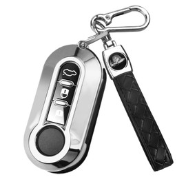 FT FUNTOR Key Case for Fiat, 3 Visual Buttons, TPU for Fiat Key Shell, Suitable for Fiat 500 500L Brava Bravo Doblo Ducato Fiorino Punto Panda Qubo Scudo Stilo Lancia (B-Silver)
