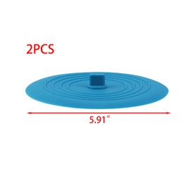 Risbay 2PCS Blue Silicone Drain Plug Bathtub Hair Stopper Shower Drain Covers Protector for Kitchen Bathroom and Laundry