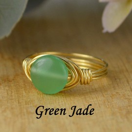 Round Clear Quartz Coin Shaped Gemstone Sterling Silver, Yellow or Rose Gold Filled Wire Wrapped Ring- Custom made to size 4-14