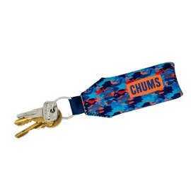 Chums Neoprene Floating Keychain for Boat Keys, Car Keys, Water Craft Key Float - Water Sports & Boating Accessories - Fish Camo Blue