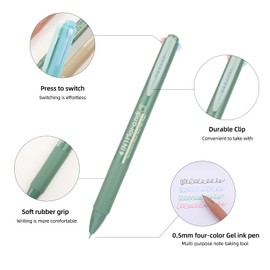 UPENOTE Multicolor Gel Ink Pen,4-In-1 Retractable Ballpoint pens 0.5mm fine tip, smooth writing, no ink leakage, no bleed-through, suitable for diaries, writing, and note-taking,6 Pack