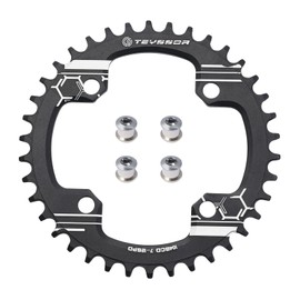 Teyssor Bicycle Chainring Narrow Wide Single Chain Ring 104 BCD 32T 34T 36T 38T with 4 Pieces Sprocket Screws for Road Bikes MTB