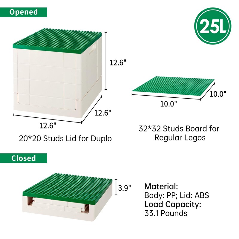 SHIMOYAMA Collapsible Storage Box with Large Building Base for Duplo