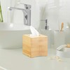 Relaxdays Square Facial Tissue Box, Wooden Bamboo Cosmetic Tissue Dispenser,
