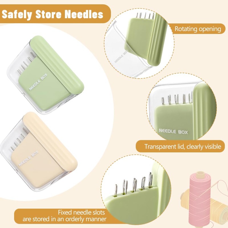 Sewing Needle Case 2Pcs, Plastic Magnetic Pin Holder Portable Travel