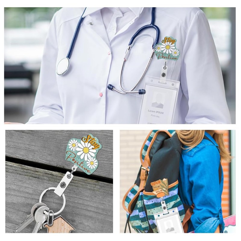 4-Piece ID Card Holder for Nurses, Retractable ID Card Holder