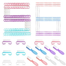 56 PCS Handle Grip Nail Brush, KUAOOAUK Nail Brush for Cleaning Fingernails, 2 Different Kinds Fingernail Scrub Cleaning Brushes for Toes, Pedicure Scrubbing Tool for Women Men Hands Feet (4 Colors)