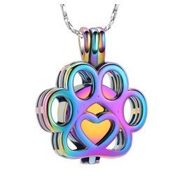 AIWENXI Pet Ashes Necklace Cremation Jewellery for Cat Dog Ashes Pendant Inside Mini Case Paw Print Urn Necklace for Women Men Keepsake Memorial Jewelry for Ashea Locket