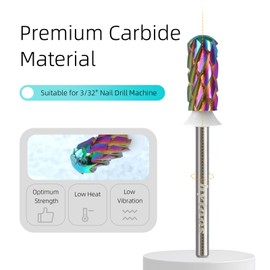 HYTOOS 5XC Nail Drill Bits, TaC Coating 5.35mm Small Tungsten Carbide Safety Barrel Bits for Thick Gel & Acrylic Removal, Pro Manicure Tools Electric File Drill Accessories