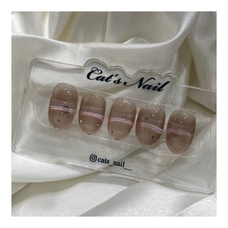 Barcode Magnetic Nail Handmade Nail Tips - Oval / 바코드