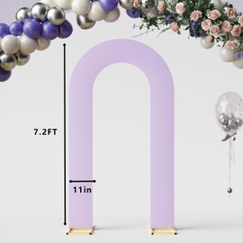 sea incrsion Purple 7.2FT Open Arch Backdrop U Shaped Cover, Spandex Double Sided Arch Cover, Fitted Round Top Chiara Stand Cover for Party Wedding Ceremony Baby Shower Birthday Decoration