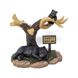 BestGiftEver Sleeping Bear on Branch Statue - Bear Figurine Home Decor, Wildlife-Inspired Lodge Cabin Decoration, Woodland Bear Statue, Rustic Bear Sculpture, for Nature and Animal Lovers