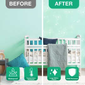 TORC Green Glitter Paint Additive - Multi-Size Glitter Powder for Acrylic Paint, Walls, Wood Furniture & Crafts (400g/14oz) - Interior/Exterior Use on All Finishes