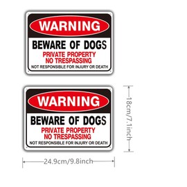 Beware of Dog Signs for Fence, No Trespassing Signs Private Property, Rust Free Metal, UV Protected, Fade Resistant, Reflective, Weatherproof Warning Dog Sign for Gate, Fence Door and Outdoor (2 Pack)