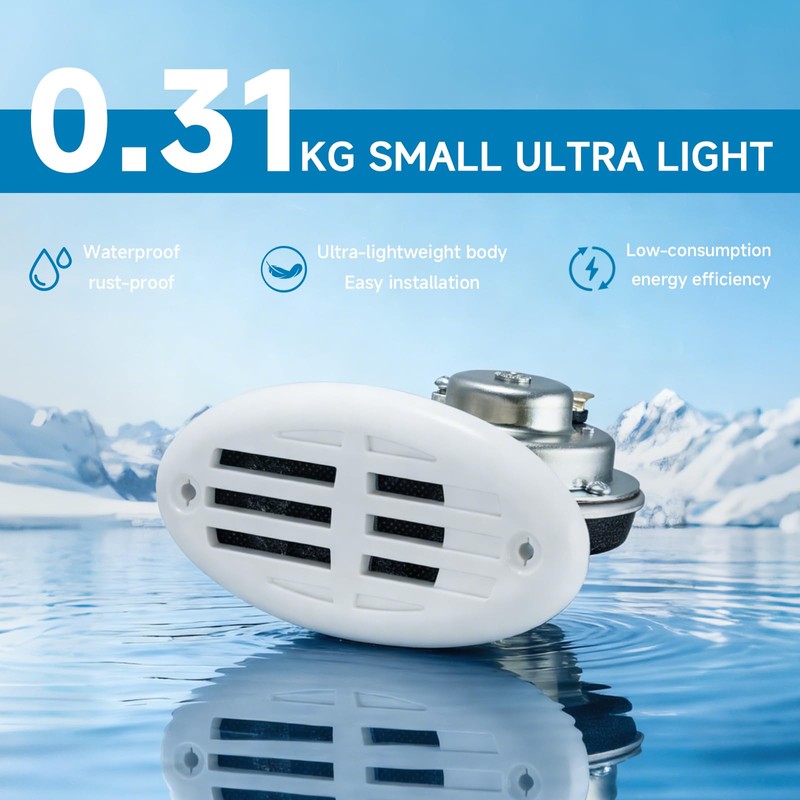 FARBIN Stainless Steel Boat Horn, 12V Marine Horn, Drop‑in Hidden