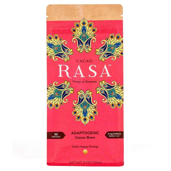 Cacao Rasa Coffee Alternative with Chaga + Reishi for All-Day Energy + Focus - Organic, Adaptogenic, Vegan, Keto, Low Caffeine, Whole30, 8 Ounce