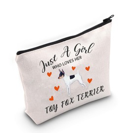PWHAOO Toy Fox Terrier Lover Gift Who Loves Her Toy Fox Terrier Makeup Bag Toy Fox Terrier Owner Gift Dog Lover Dog Mom Gift (Toy Fox Terrier M)