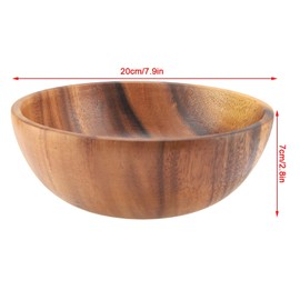 Wooden Salad Bowl, Acacia Wood Salad Bowl Large Individual Bowl, Large Hand Made Salad Mixing Bowl for Salad Soup Rice, Kitchen Utensils(7.9 * 2.8 inch)