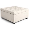 CangLong 31.5" Wide Square Storage Ottoman Bench, Upholstered Tufted Linen