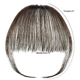 BUYOGET Clip in Fringe Human Hair Extension Airy Bangs Dark Brown Straight Remy Fringe Clip on Bangs Hair Clip for Women Girls
